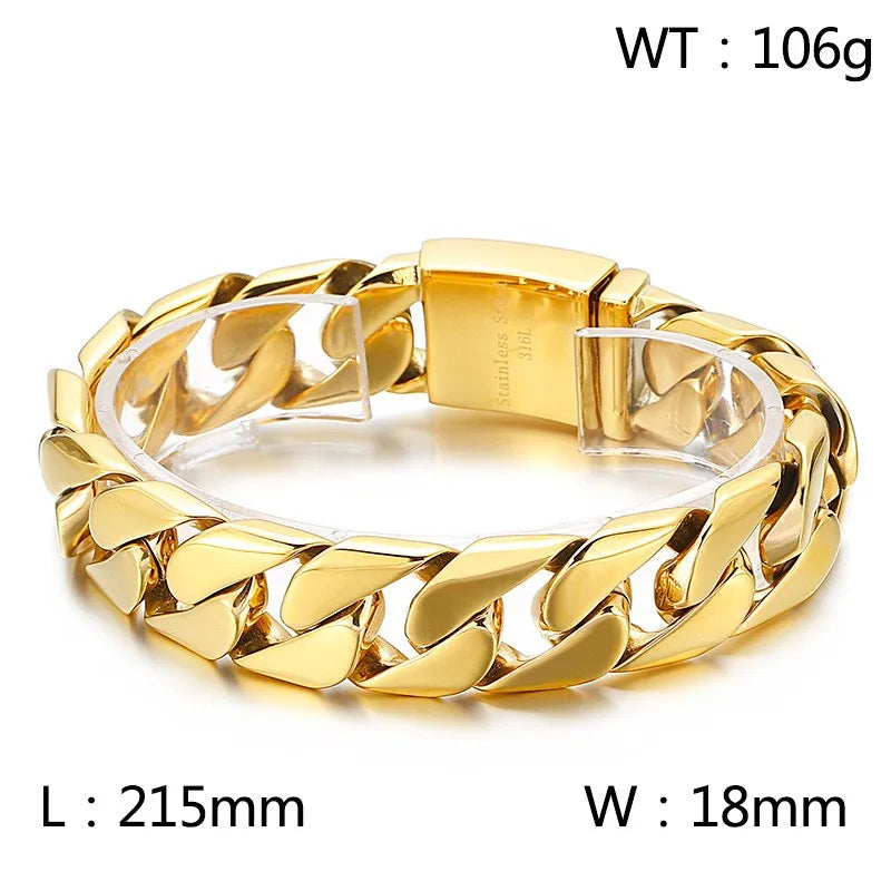 KALEN Domineering Male Stainless Steel Cuban Bracelet