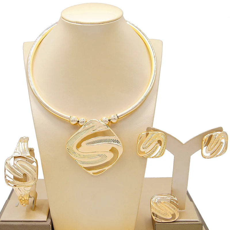 Zhuerrui24K Gold-Plated Luxury Jewelry Set Diamond Butterfly Fashion Beautiful Smart Elegant Fortune Lady Birthday Gift