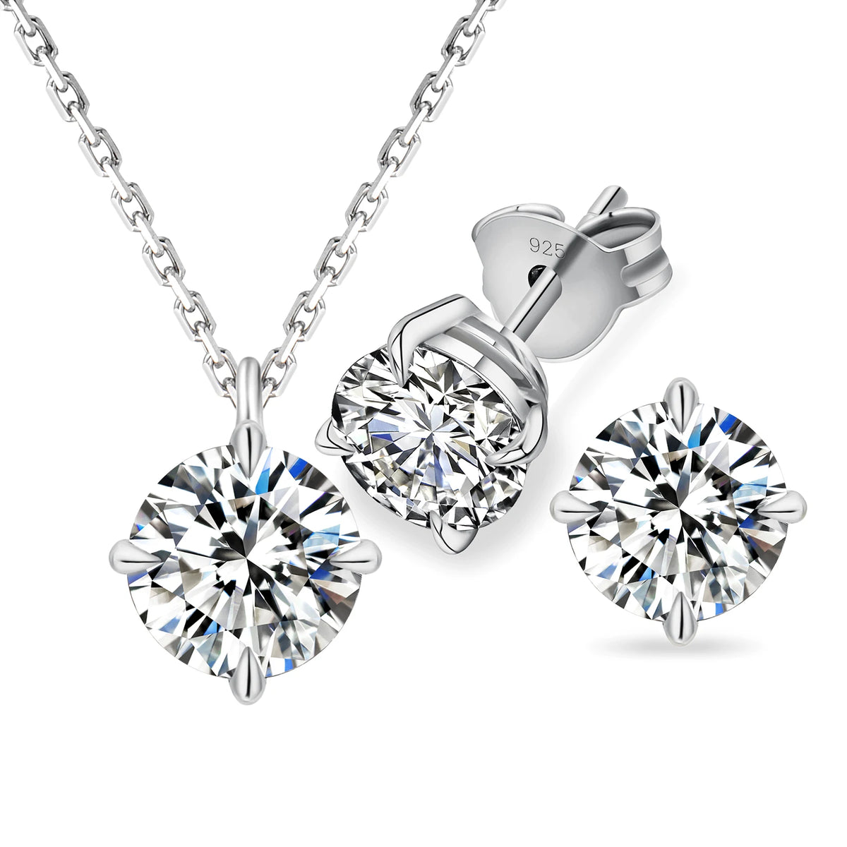 REDheart D Color Moissanite Jewelry Set Gold Plated Stud Earring 925 Sterling Silver Moissanite Pendant Necklace Jewelry Set for Woman