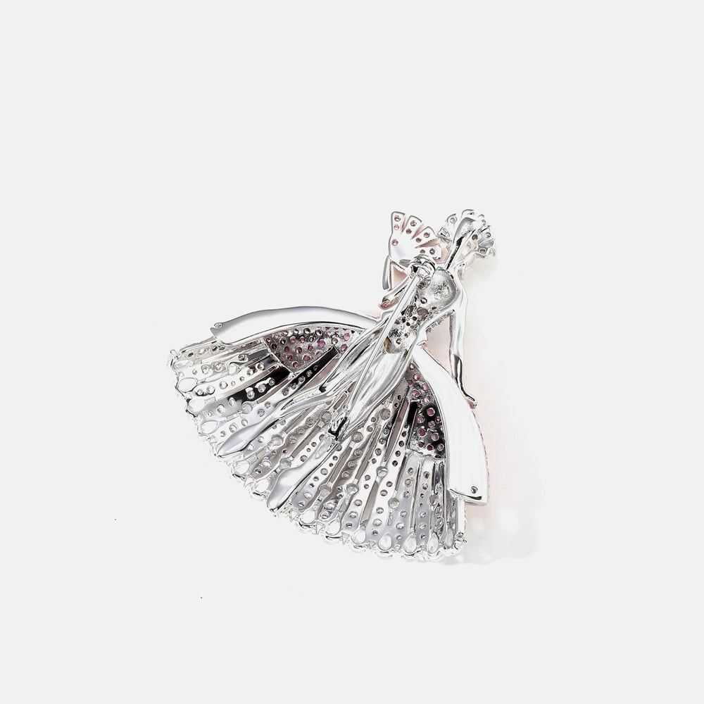 MUSHAN Jewelry Factory S925 Sterling Silver Dancing Girl Brooch Party Wedding Gift Light Luxury Electroplated Real Gold High