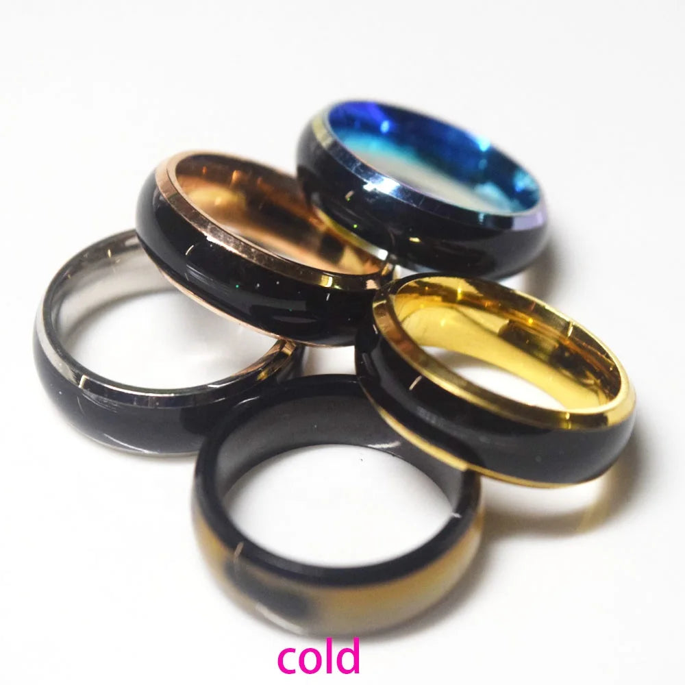 Stainless Steel Mood Ring Colors Changes As Temperature Changing Finger Rings