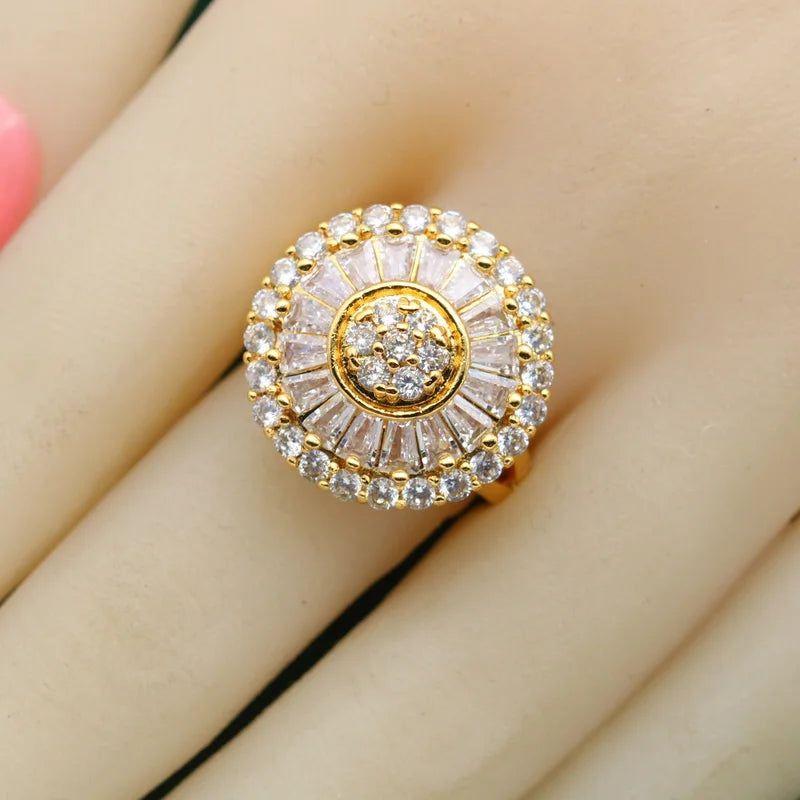 XOTICA Custom 18K Gold and Silver Jewellery Ring Classic White Zircon for Women's Engagement Wedding and Party Gift