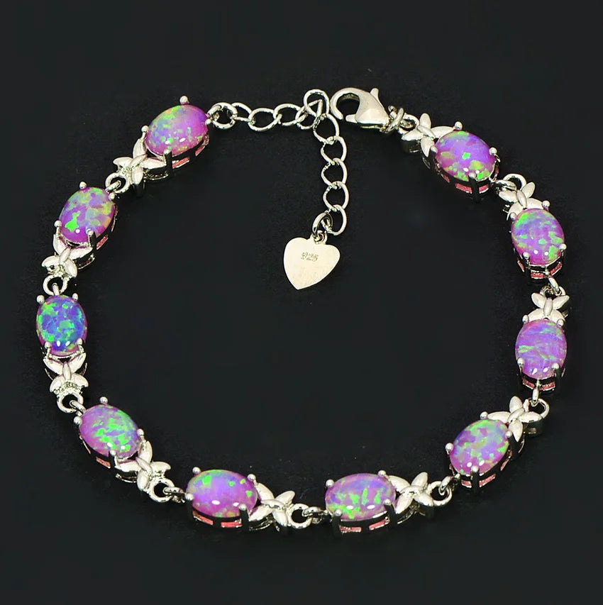 New Arrival Geometric Brass Silver Plated Christian Opal Women's Trendy Bracelet Bulk for Daily Wear