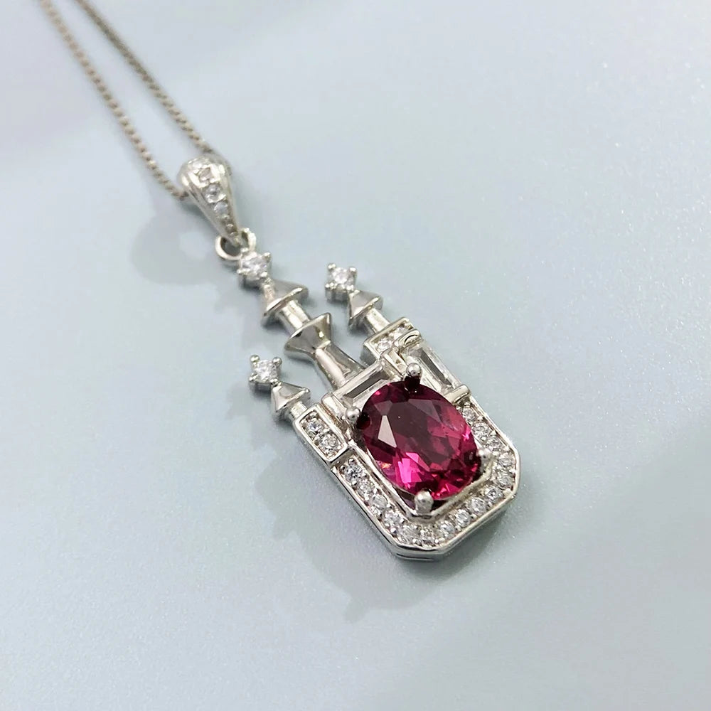 Gioiellieri Natural Pyrope Garnet Pendant with S925 Sterling Silver for Women Elegant Red Gemstone Necklace Jewelry January Birthstone Gift