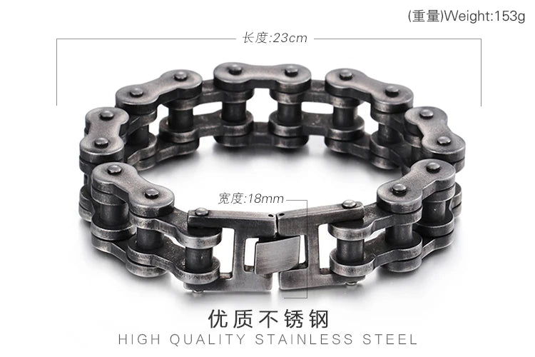 VIKING Punk Biker Chain Bracelet – Black Stainless Steel