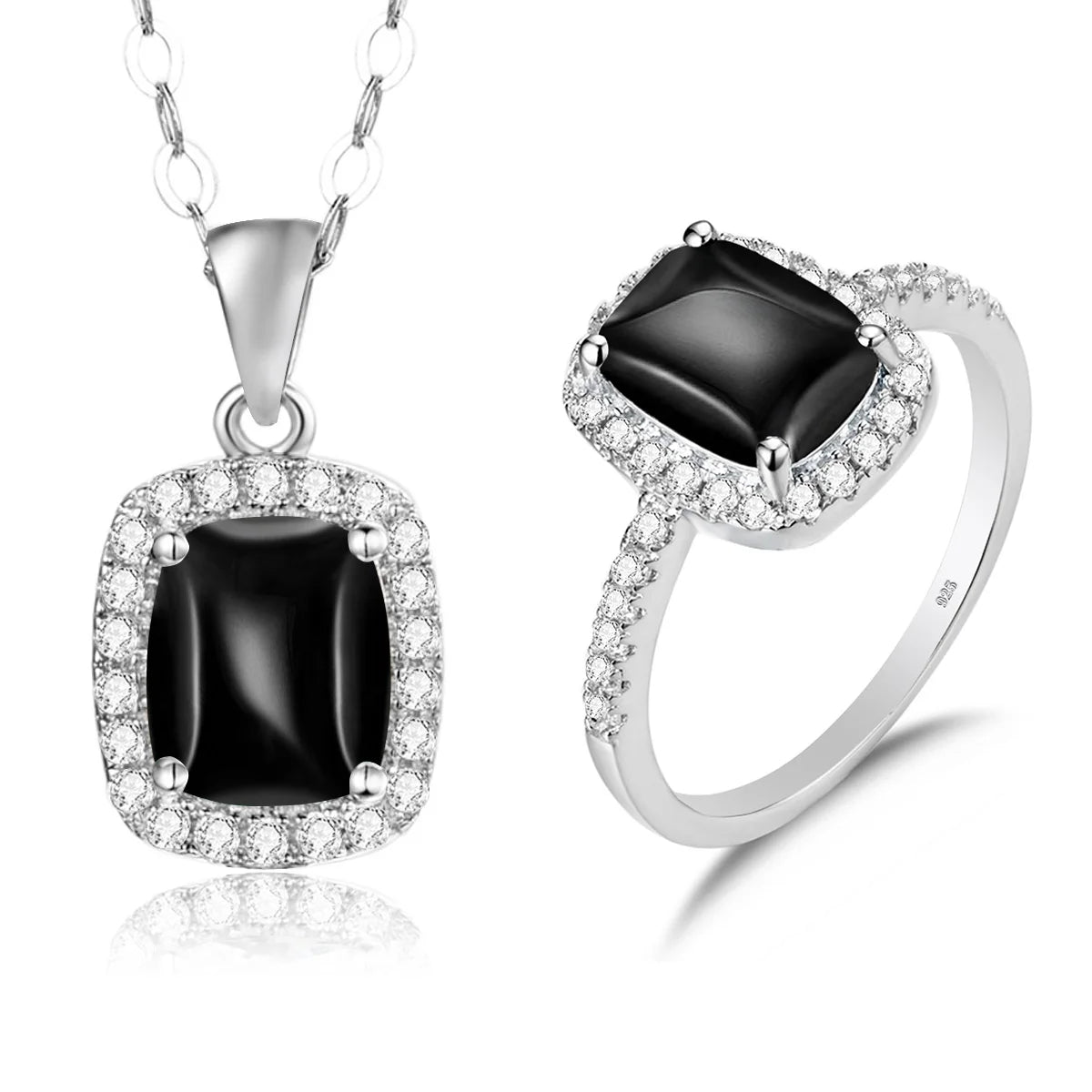 ArtistA 925 Silver Crystal Stone Rings and Pendant Necklace Sets Blue Topaz Aquamarine Gemstone Jewelry Display Set