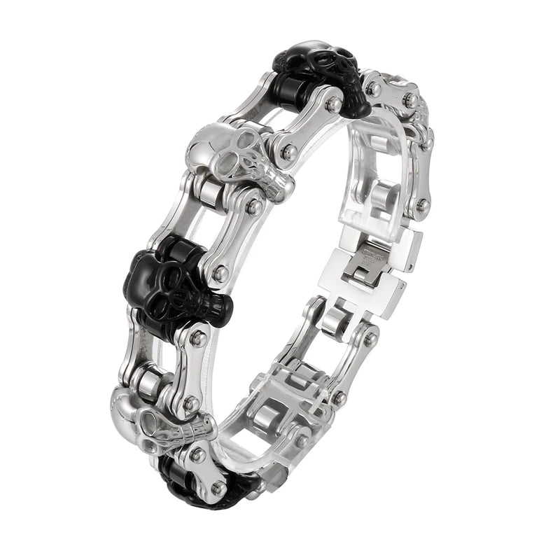 KALEN Punk Skull Biker Bracelet – Gold, Silver & Black