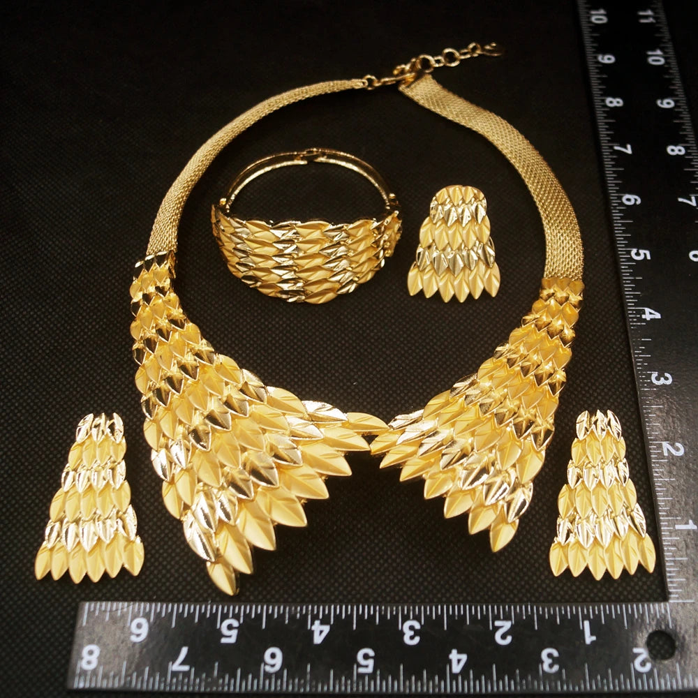 Zhuerrui Italian Gold Luxury Wedding Jewelry Sets Available Necklace Bracelet Jewellery Set High-end Fashionable Luxury H00521