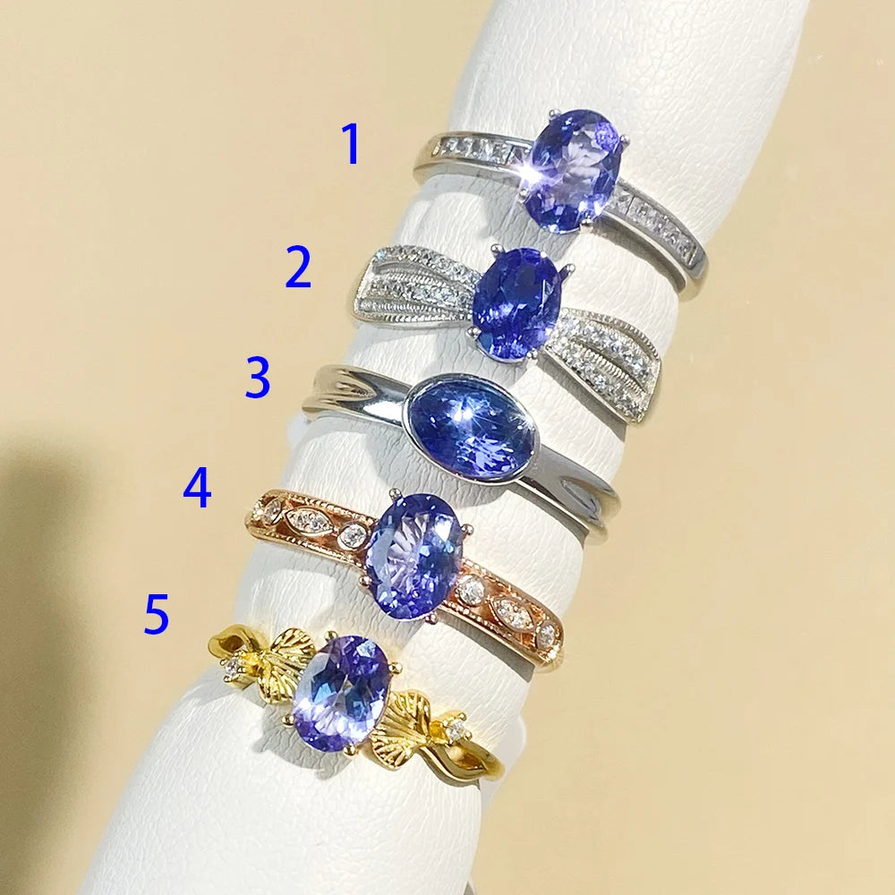 Gioiellieri Fashion Jewelry Rings Natural Tanzanite Classic Party Style for Women Low Price 925 Silver Gold Plated