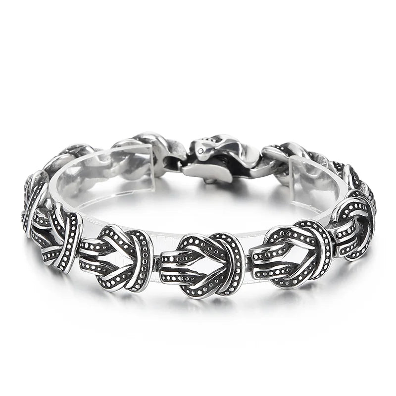KALEN 220mm Punk Stainless Steel Knot Design Links Bracelet for Men
