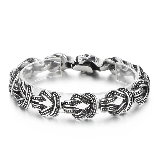 KALEN 220mm Punk Stainless Steel Knot Design Links Bracelet for Men