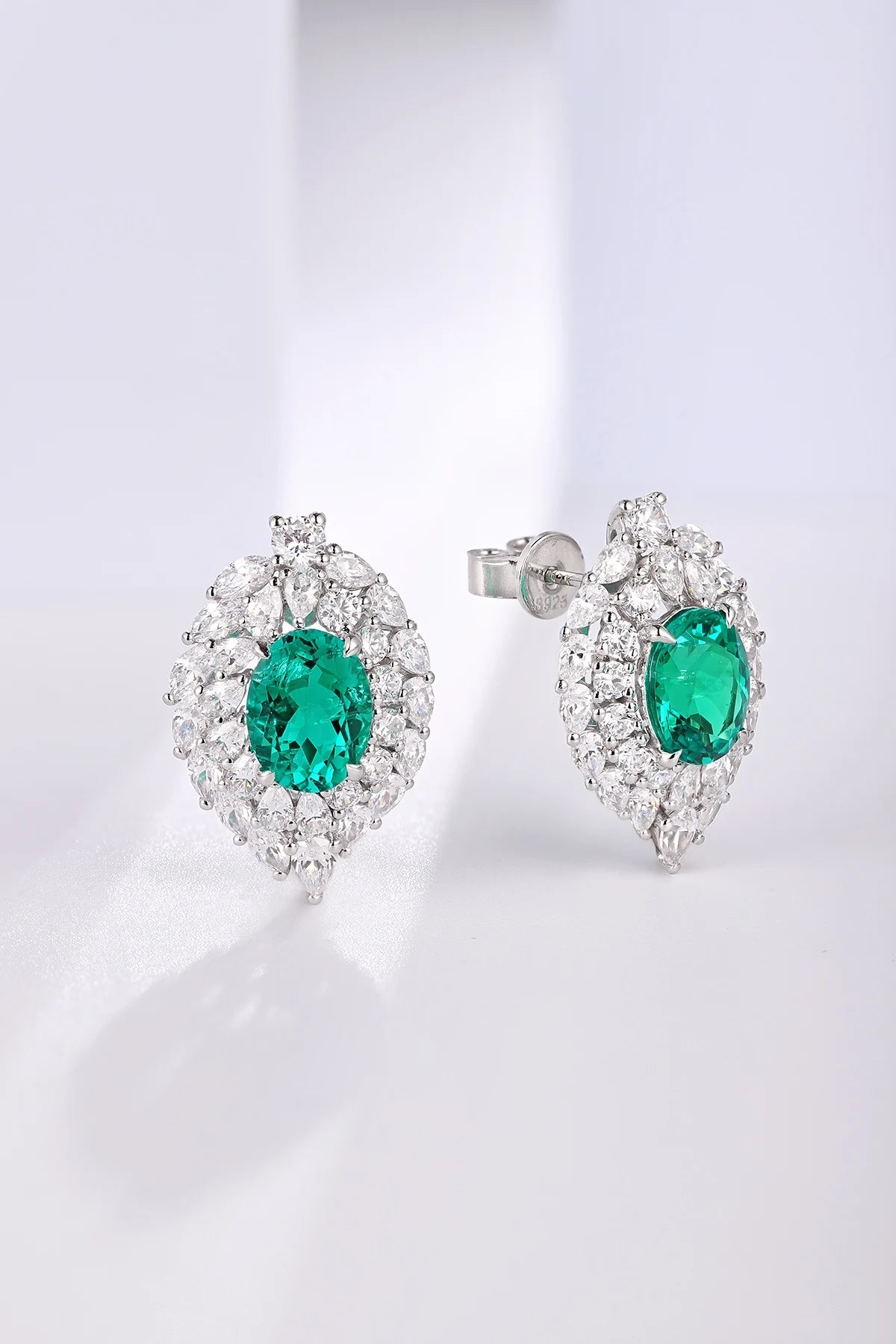 Gemfiori Anster High Quality S925 Lab Grown Emerald Earring Stud Dainty Gemstone Stud Earrings for Women Daily Wear Gift