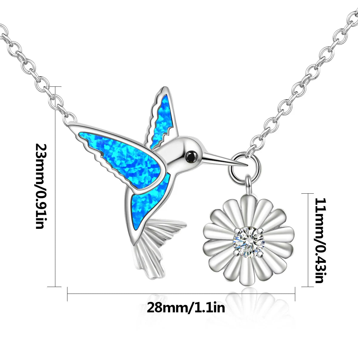 Delicate Hummingbird Flower Pendant Necklace Aobao Inlaid Detail Fashion Jewelry