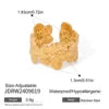 S&S 18K PVD Gold Flower Cuff Bracelet & Ring Set | Stainless Steel