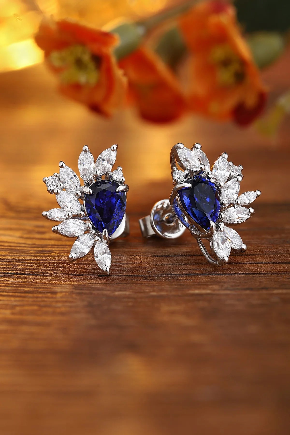 Gemfiori Anster High Quality S925 Lab Grown Sapphire Earring Stud Dainty Gemstone Stud Earrings for Women Daily Wear Gift