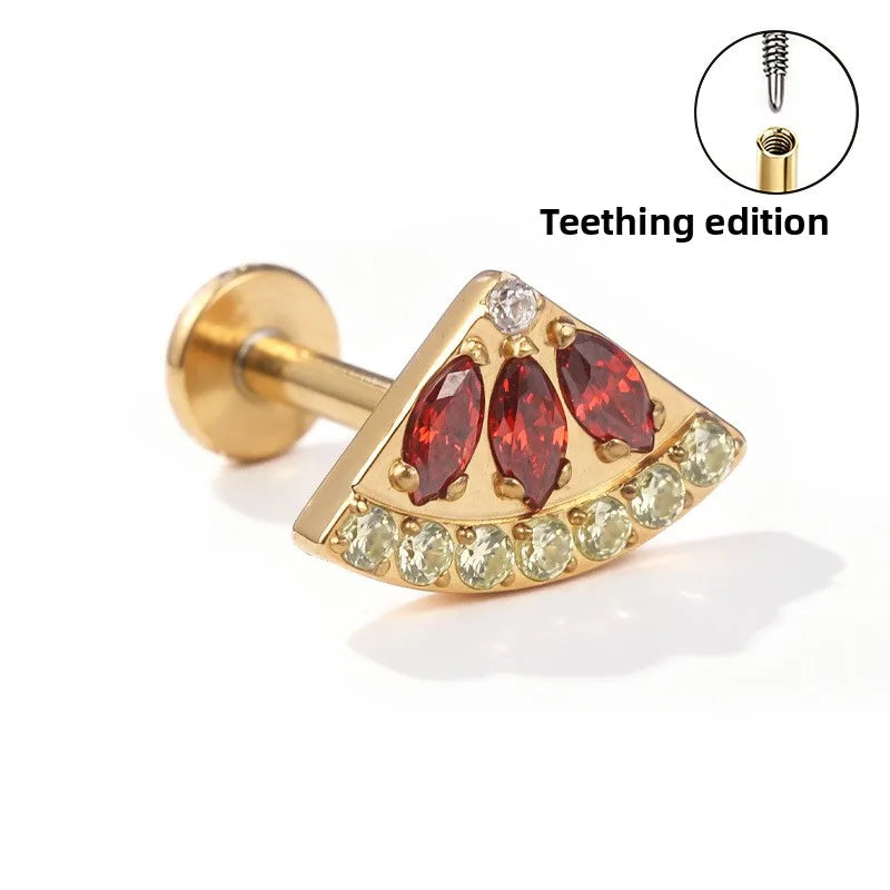 S&S ASTM F136 Titanium Zircon Helix Cartilage Stud | Gold | 31 Designs