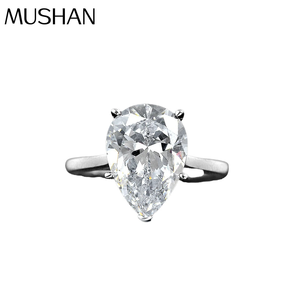 MuShan Jewelry Factory New 4.5ct Light Blue High Carbon Diamond Ring in 925 Silver From Europe and America in Teardrop Shape