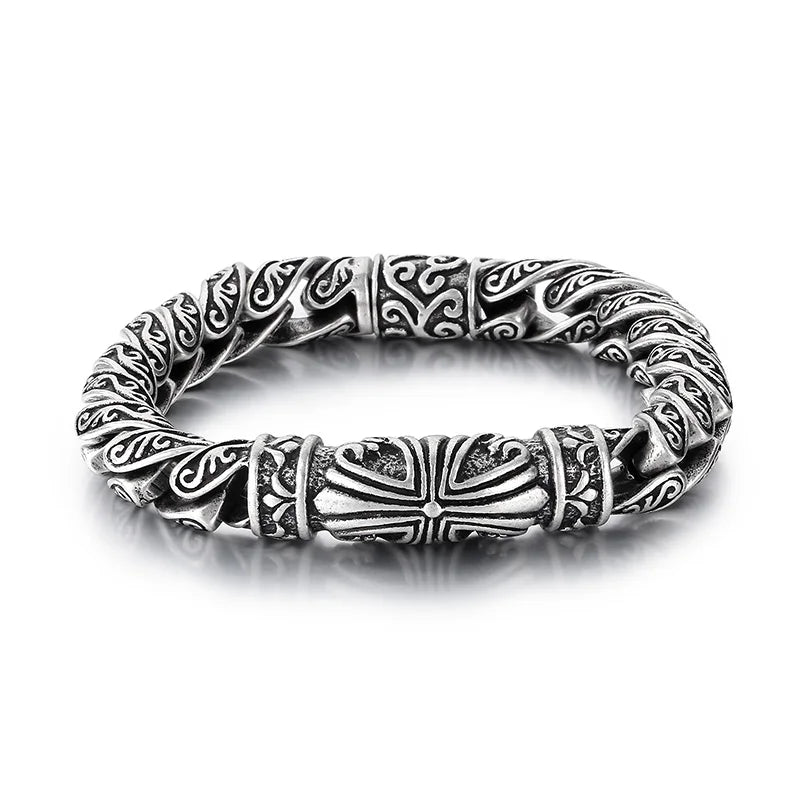KALEN 220mm Men Vintage Medieval Style Stainless Steel Links Bracelet
