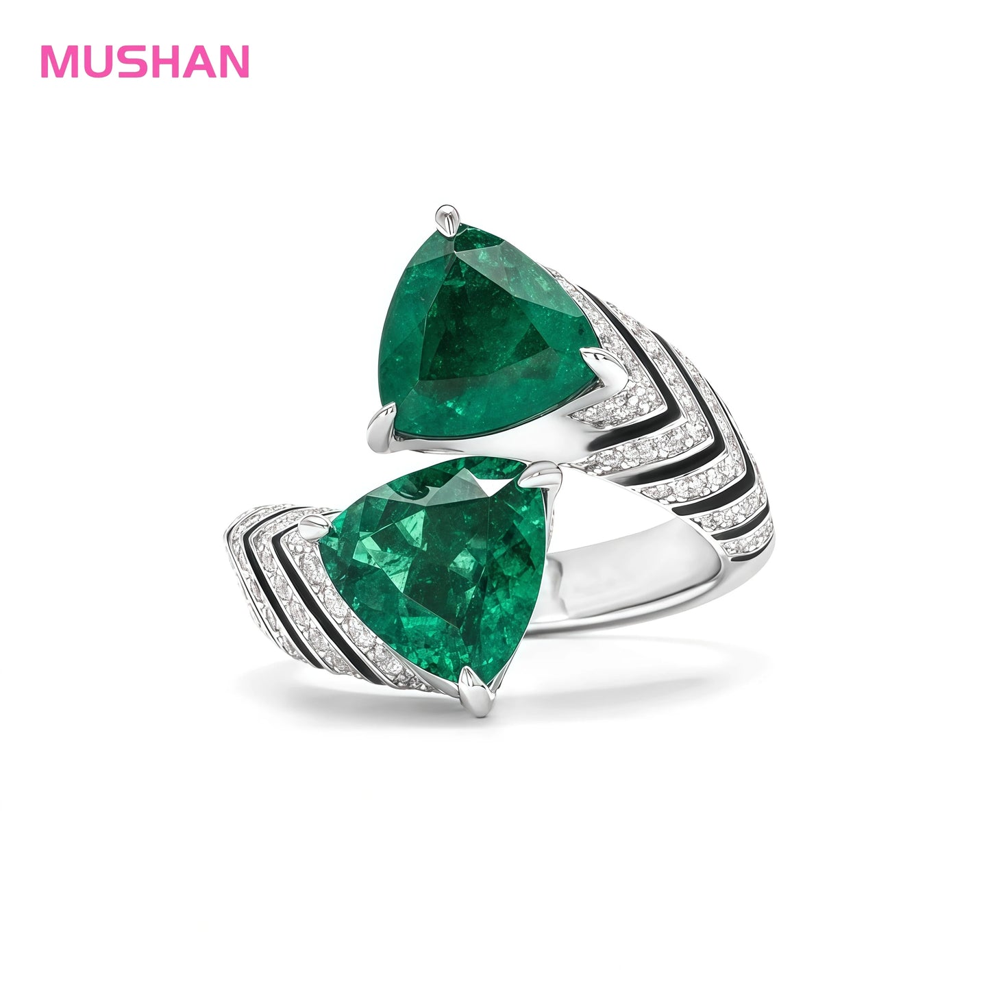 MUSHAN Jewelry Factory's Luxury Designer 925 Sterling Silver Ring High Carbon Diamond Adjustable for Women-for Wedding Party