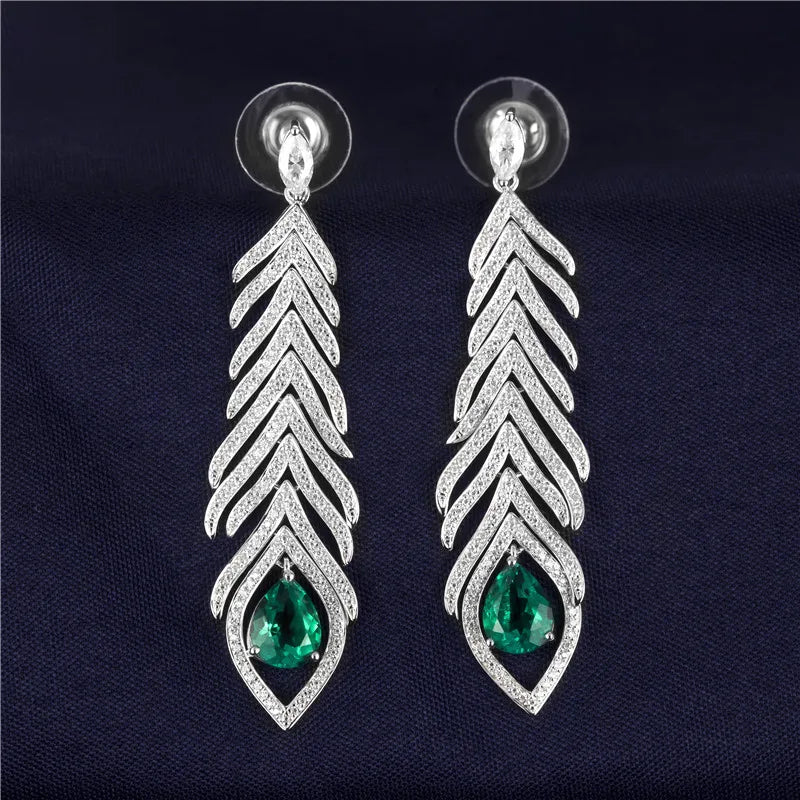 Gemfiori Messi Jewelry Earring Wedding Fashion Jewelry 18K High Quality Char White Gold Women Jewelry Gift Emerald Engagement Earrings