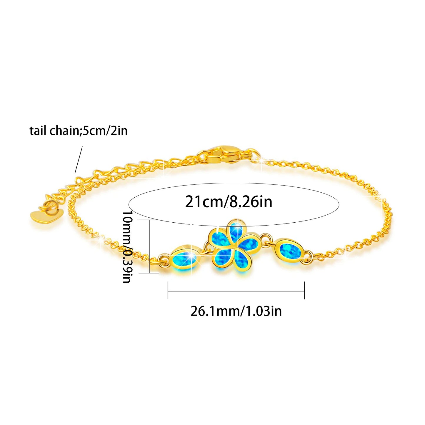 Handmade Platinum Flower Opal Anklet Gold Silver Plated Luxury Everyday Wear Jewelry for Women Wholesale