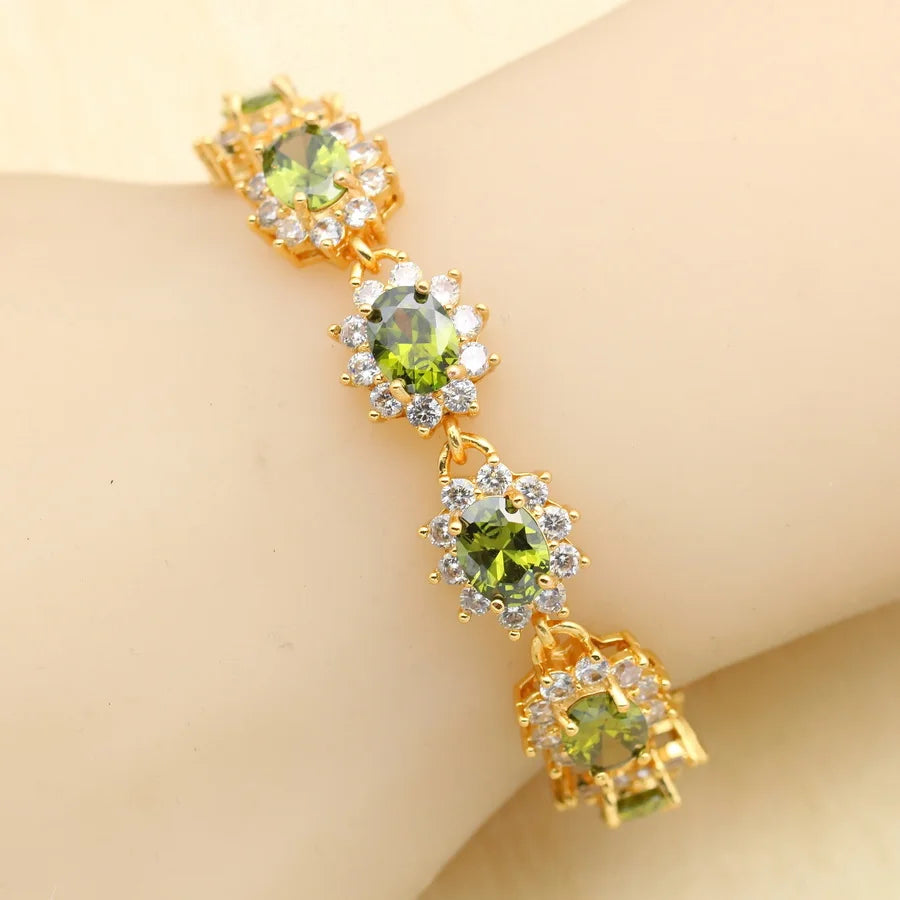 XOTICA Luxury 18k Gold Plated Zircon Jewelry Set for Women Including Earrings Necklace Pendant Ring Bracelet for Parties Weddings