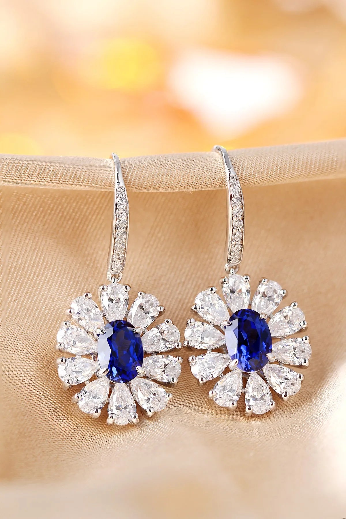 Gemfiori Anster High Quality S925 Lab Grown Sapphire Earring Stud Dainty Gemstone Stud Earrings for Women Daily Wear Gift