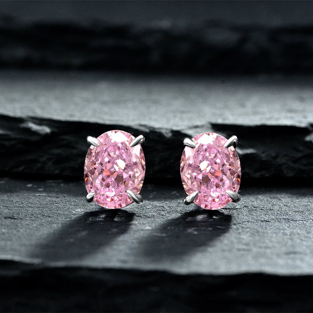MUSHAN Jewelry Factory 925 Silver 7*9 Sea Blue High Carbon Diamond Earrings Popular European and American Fashion Accessory