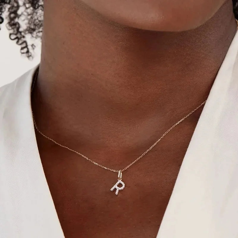 REDheart Fashion Jewelry 925 Sterling Silver Full Zircon Sparkling 26 Letters Pendant Necklaces Women Luxury Silver Necklace