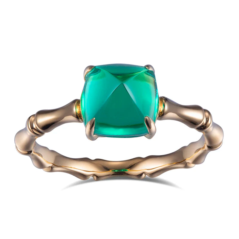 MSR-685 Fashion Designed 18k Gold Engagement Wedding Ring Jewelry Lab Grown Emerald Ring
