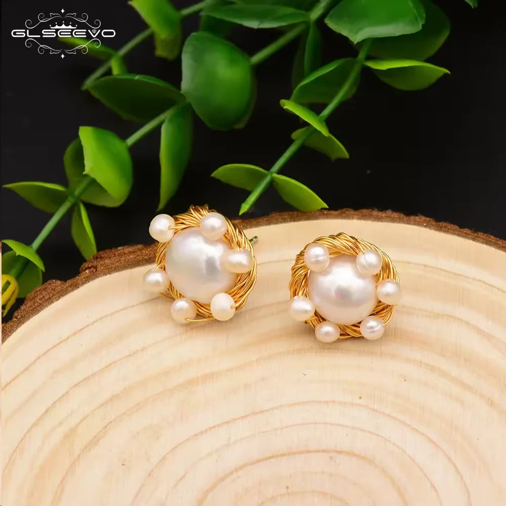 New Jewelry Yiwu Wholesale Gold Plated Natural Pearl Earings Jewelry Women Korean Wholesale Bulk 18K Gold Plated Jewelry