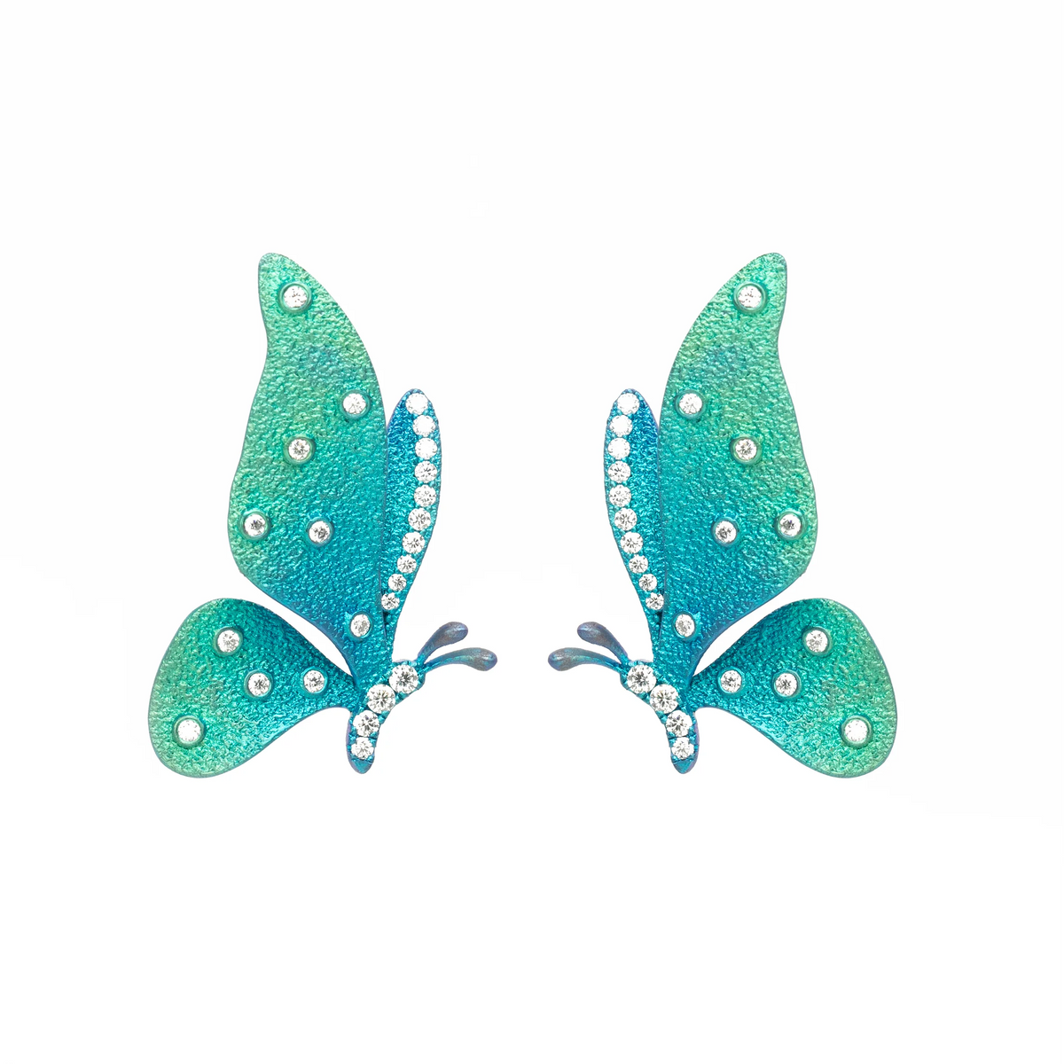 S&S Titanium Zircon Butterfly Stud Earring | Gradient Blue | Fine Jewellery