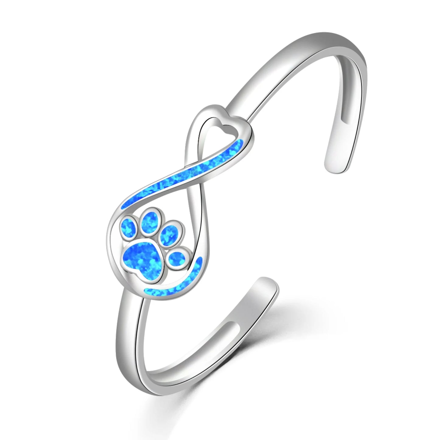 Opal Hawaii Style Blue Square Dog Claw Silver Plated Women's Trendy Cuff Bracelet Handmade Inlaid Opal for Anniversary Wholesale