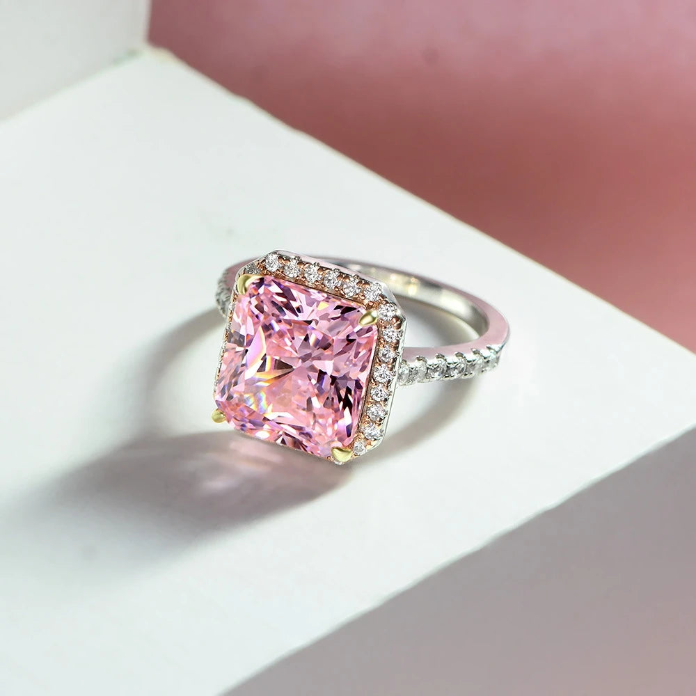 MUSHAN Jewelry Factory 6 Carat Rectangular 10*11 High Carbon Diamond S925 Silver Ring From Europe and America