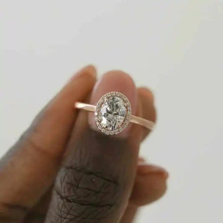 Oval Cut Prong Setting Solitaire Diamond Engagement Ring 14k/18k Gold Cute Unisex Big Natural Diamond Certified Ring
