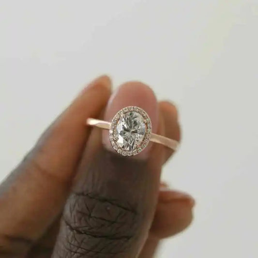 Oval Cut Prong Setting Solitaire Diamond Engagement Ring 14k/18k Gold Cute Unisex Big Natural Diamond Certified Ring