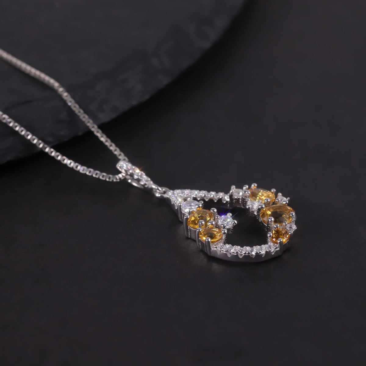 S&S Natural Citrine & White CZ Fine Jewellery Set | 925 Silver Rhodium Plated | Oval Cut | S&S Collection
