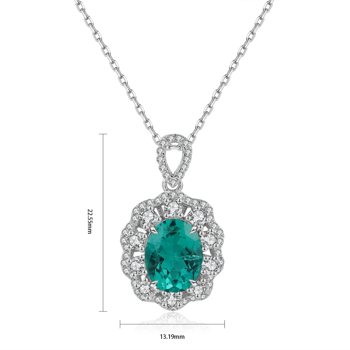 Gemfiori Anster 925 Sterling Silver High-quality Cultivated Emerald Necklace - Suitable for Parties or As a Gift