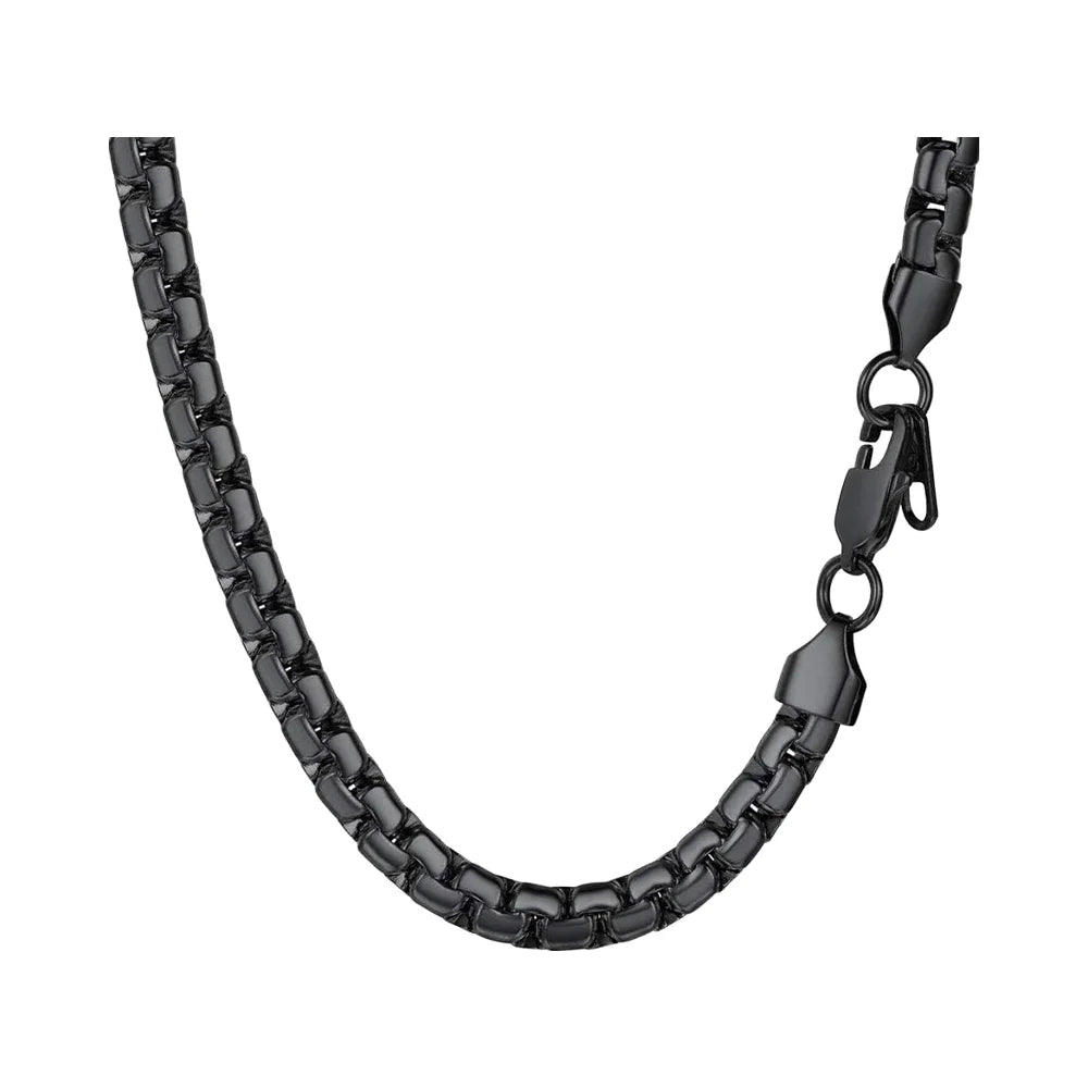REBEL Stylish Stainless Steel Link Chain Necklace for Men 14\"-30\" Silver/Gold/Black Tone Hypoallergenic Jewelry Diamond Main Stone