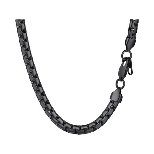 REBEL Stylish Stainless Steel Link Chain Necklace for Men 14\"-30\" Silver/Gold/Black Tone Hypoallergenic Jewelry Diamond Main Stone
