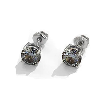 ArtistA Factory Multi-Carat Round Brilliant Moissanite Martini-Set S925 Silver Sleek Sophistication Gender-Fluid Solitaire Stud Earrings