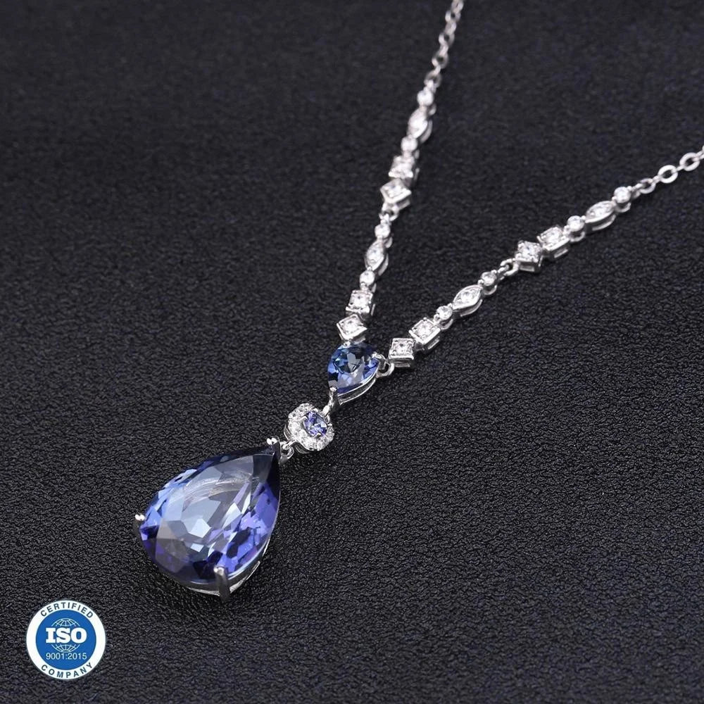 ArtistA Abiding Pendants Natural Mystic Quartz Iolite Stone Fashion Luxury 925 Sterling Silver Jewelry Necklace for Women