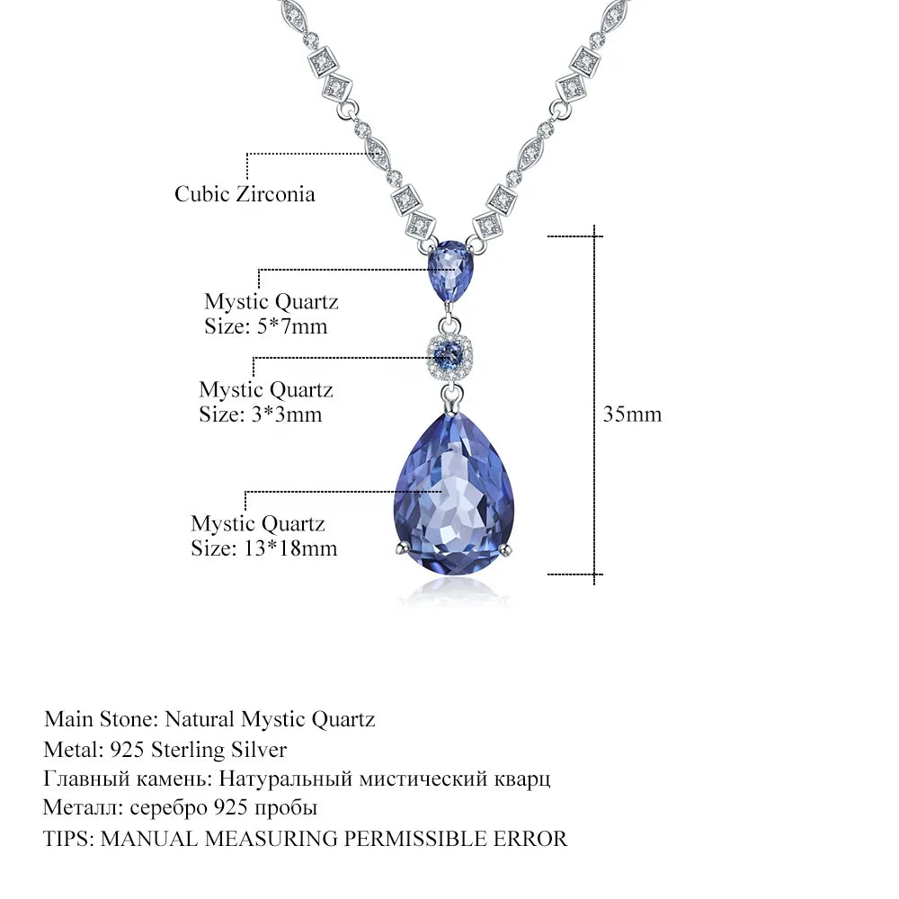 ArtistA Abiding Pendants Natural Mystic Quartz Iolite Stone Fashion Luxury 925 Sterling Silver Jewelry Necklace for Women