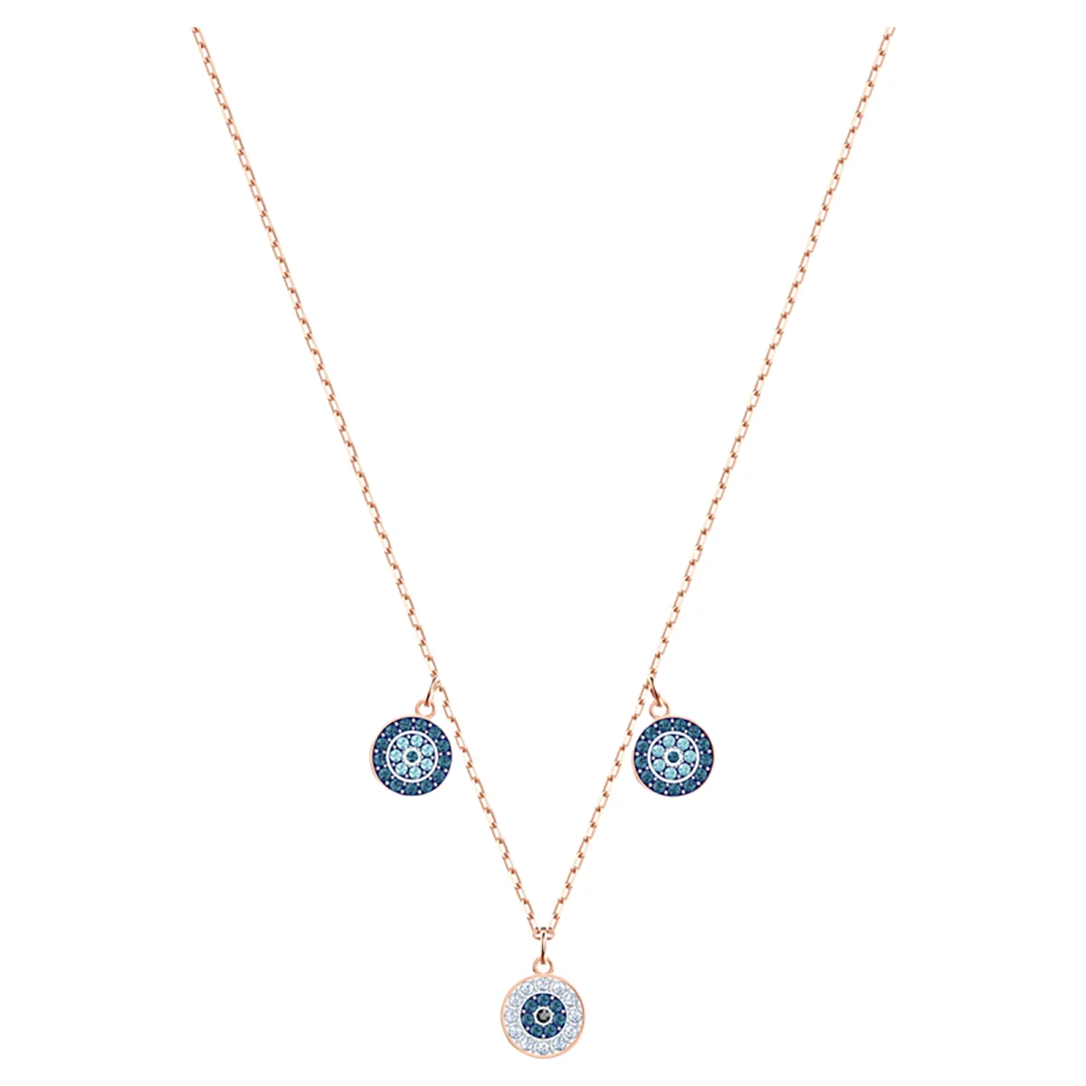 S&S Dainty Sparkling Blue Crystal Eye Necklace, Multitone Metal Layered Eye Charm Pendant Daily Ladies Fashion Jewelry