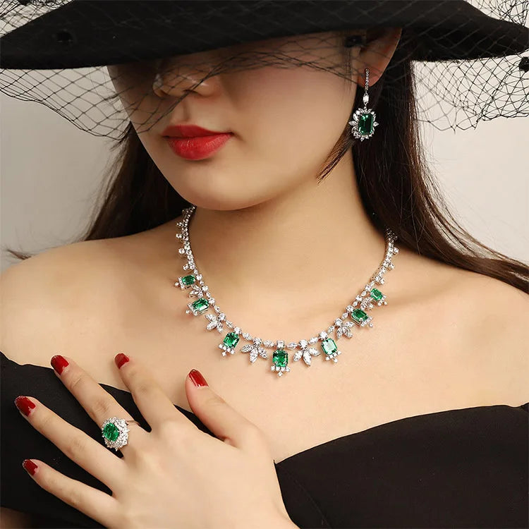 Gemfiori Vintage Jewelry Ring Lab Grown Emerald Rings Solid Gold 14K 18K Statement Rings Charm Christmas Gift Diamonds