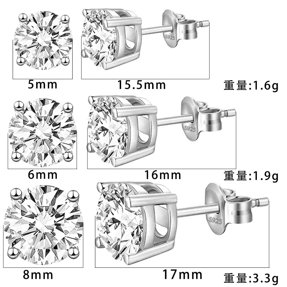 S&S Titanium Zircon Stud Earrings – Asscher Cut – Collection