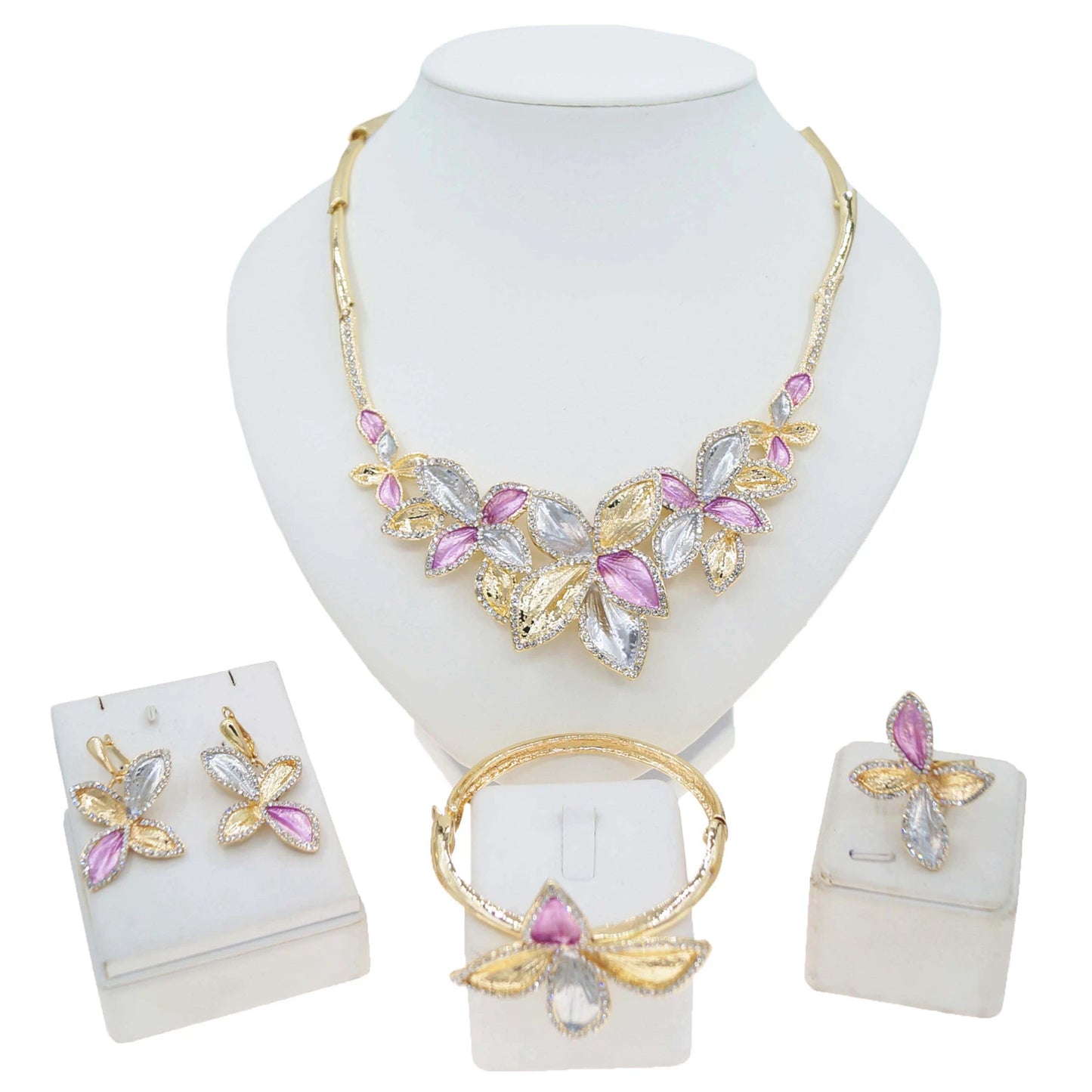 Zhuerrui Fashion Elegant Jewelry Set New Diamond Inlaid Gemstone Flowers Girl's Coming-of-age Bride Wedding BraceletHN2400914