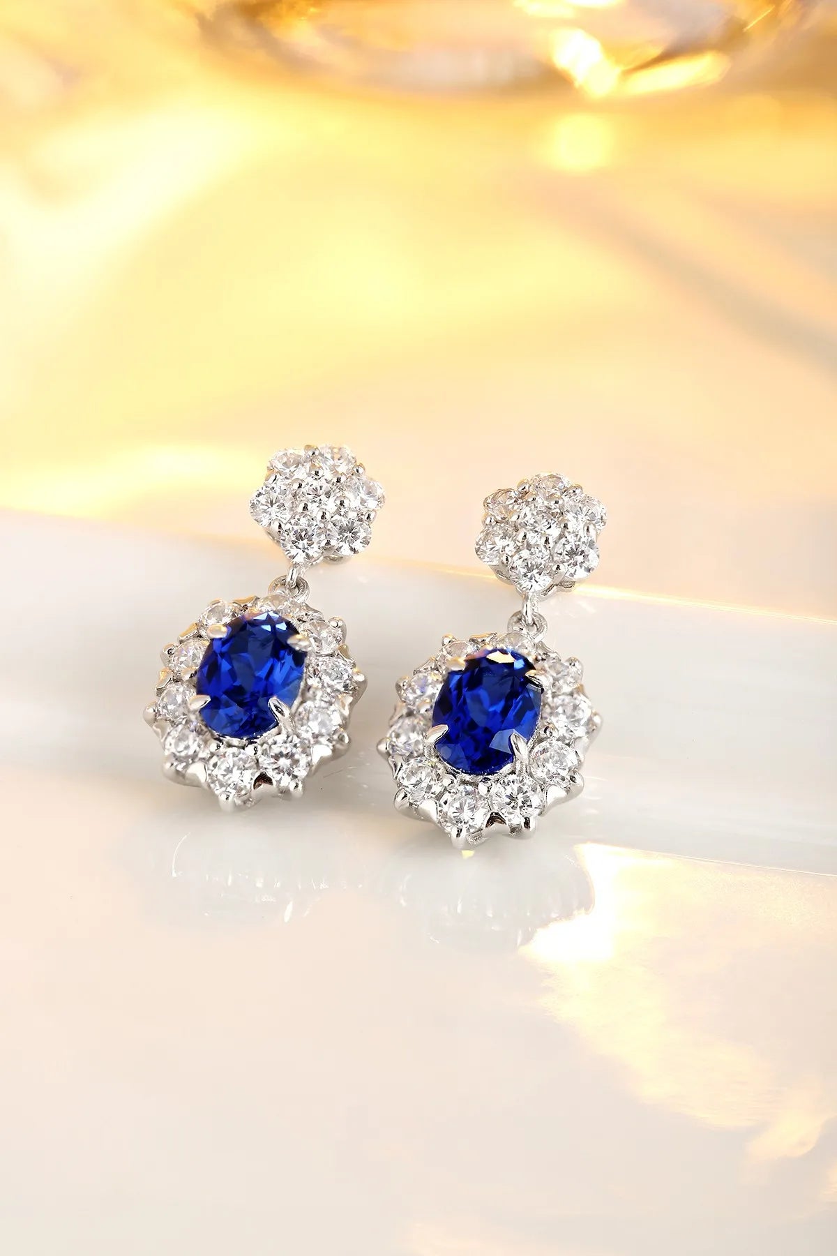 Gemfiori Anster High Quality S925 Lab Grown Sapphire Earring Stud Dainty Gemstone Stud Earrings for Women Daily Wear Gift