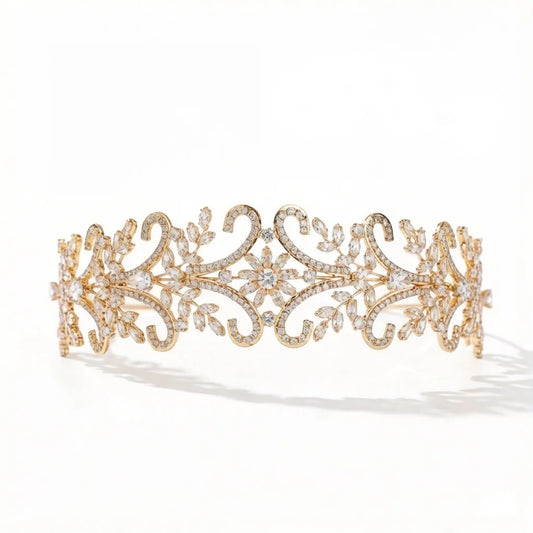 Luxury Gold Plated Princess Bridal Headband Zircon Hair Jewelry for Women Wedding Hair Accessories Tiara