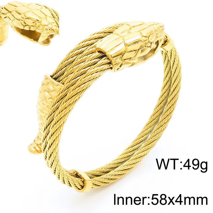 KALEN Fashion Unisex Stainless Steel Bracelets Bangles With Snake Head Charm